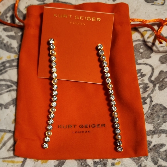 Kurt Geiger Gold and Silver Crystal Earrings - Picture 1 of 3
